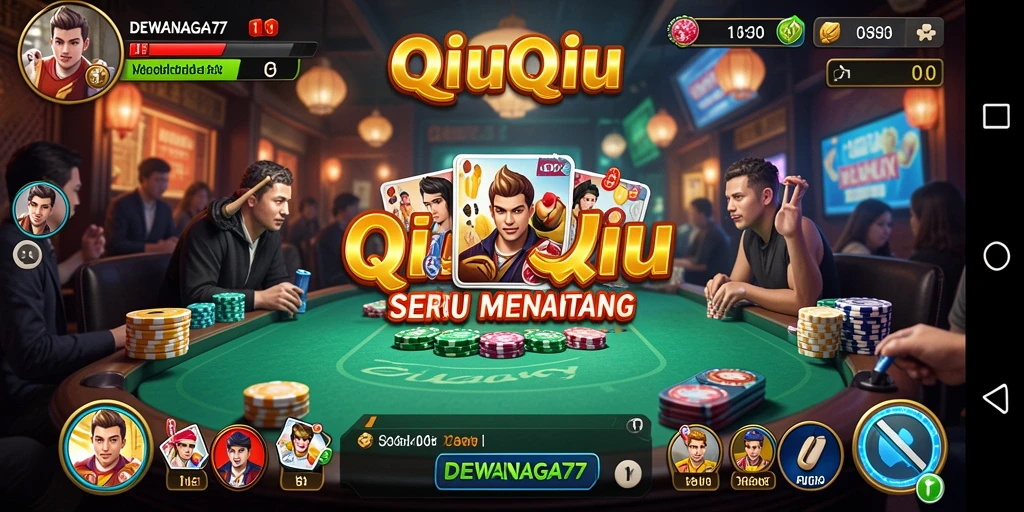 Screenshot DEWANAGA77 menampilkan gameplay QiuQiu yang mendebarkan.