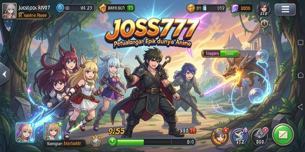 Tampilan gameplay JOSS777 dengan karakter Anime yang beraksi.