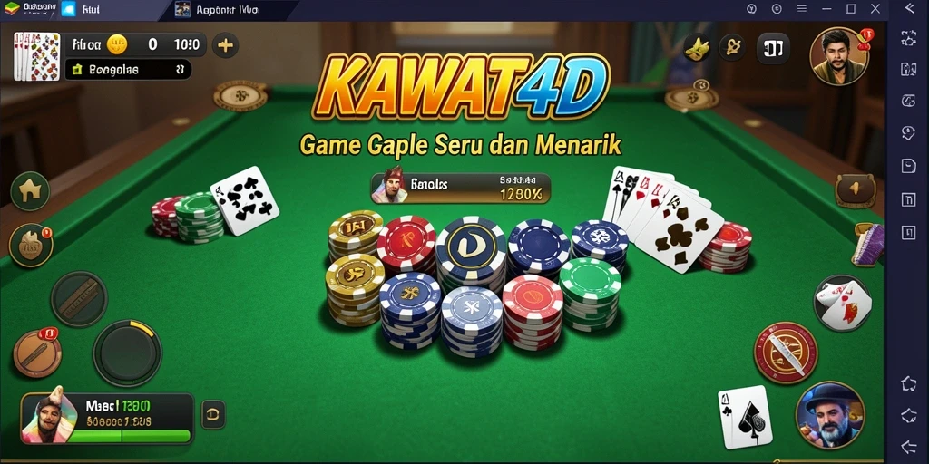Tampilan gameplay KAWAT4D menampilkan keseruan bermain Gaple.