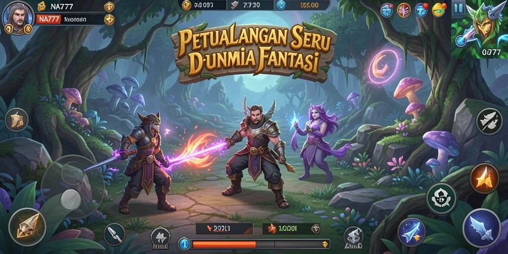 Screenshot gameplay NA777 menunjukkan aksi seru dan lingkungan yang indah.